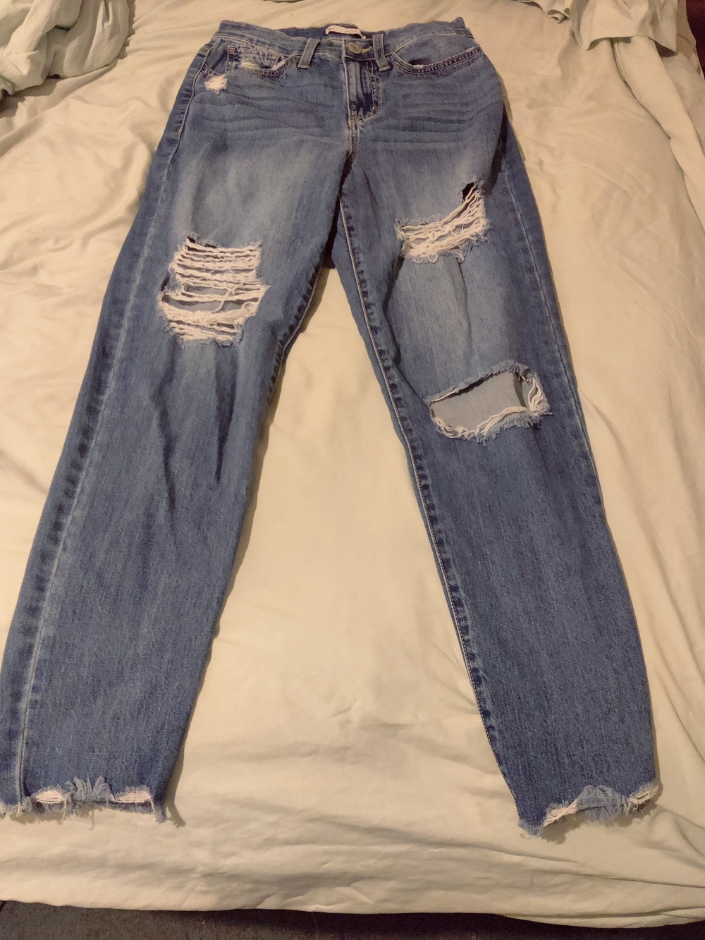 Soho Distressed High Rise Size 3/26W Light Blue Boyfriend Jeans